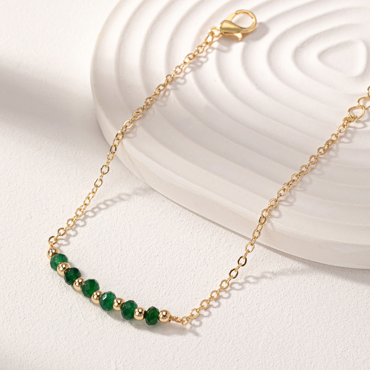 Multiple gem choices. Delicate chain natural stone bead bracelets