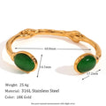 Natural Stones: Green Agate, Pink Crystal, 18K Gold Plated 316L Stainless Steel Bracelets
