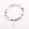 Namaste Wrist Mala Lotus Bracelet Natural Amazonite Meditation Healing Bracelet Mala Bracelet