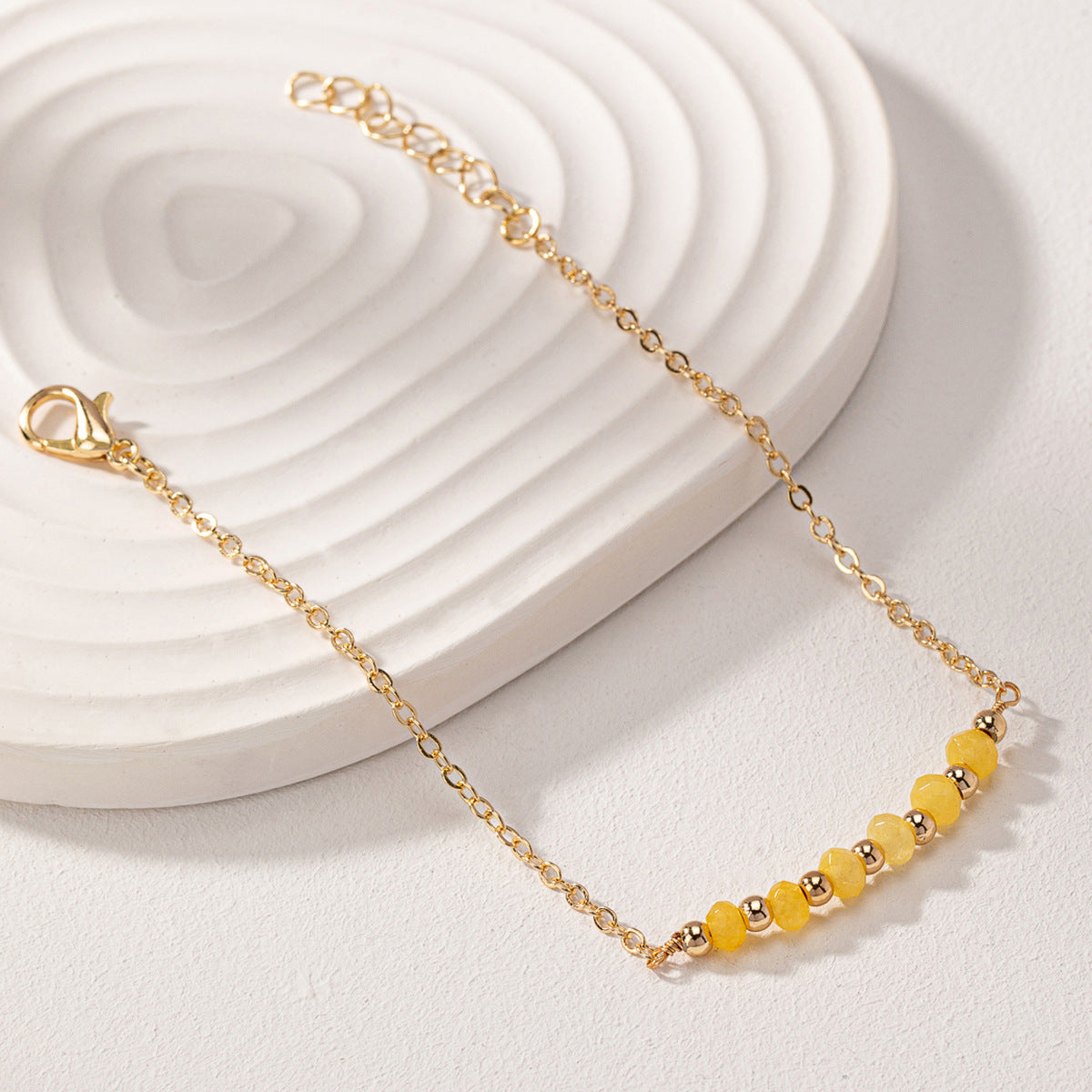 Multiple gem choices. Delicate chain natural stone bead bracelets