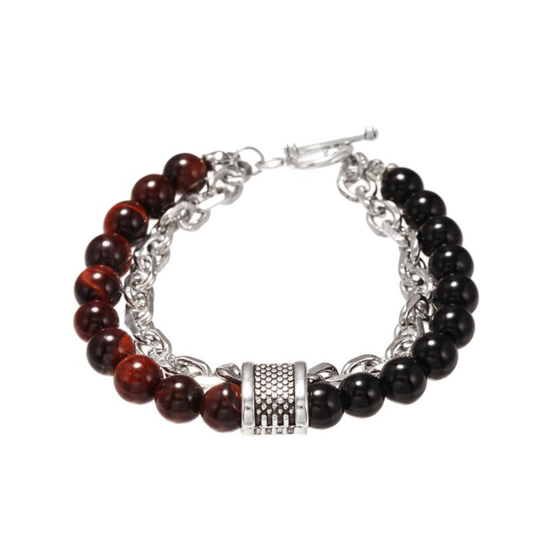 Fashion Punk Style Frosted Stone Chain Combination Geometric Men's Bracelet Bracelet Accessories
