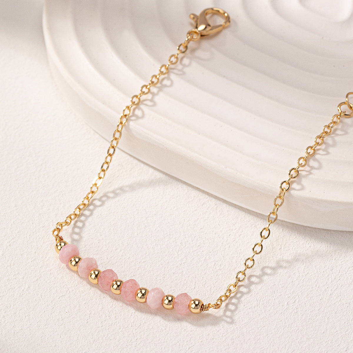 Multiple gem choices. Delicate chain natural stone bead bracelets