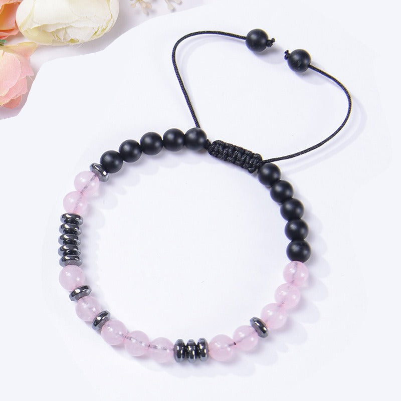 New To My Daughter Password Bracelet 6MM Powder Crystal Frosted Stone Bracelet