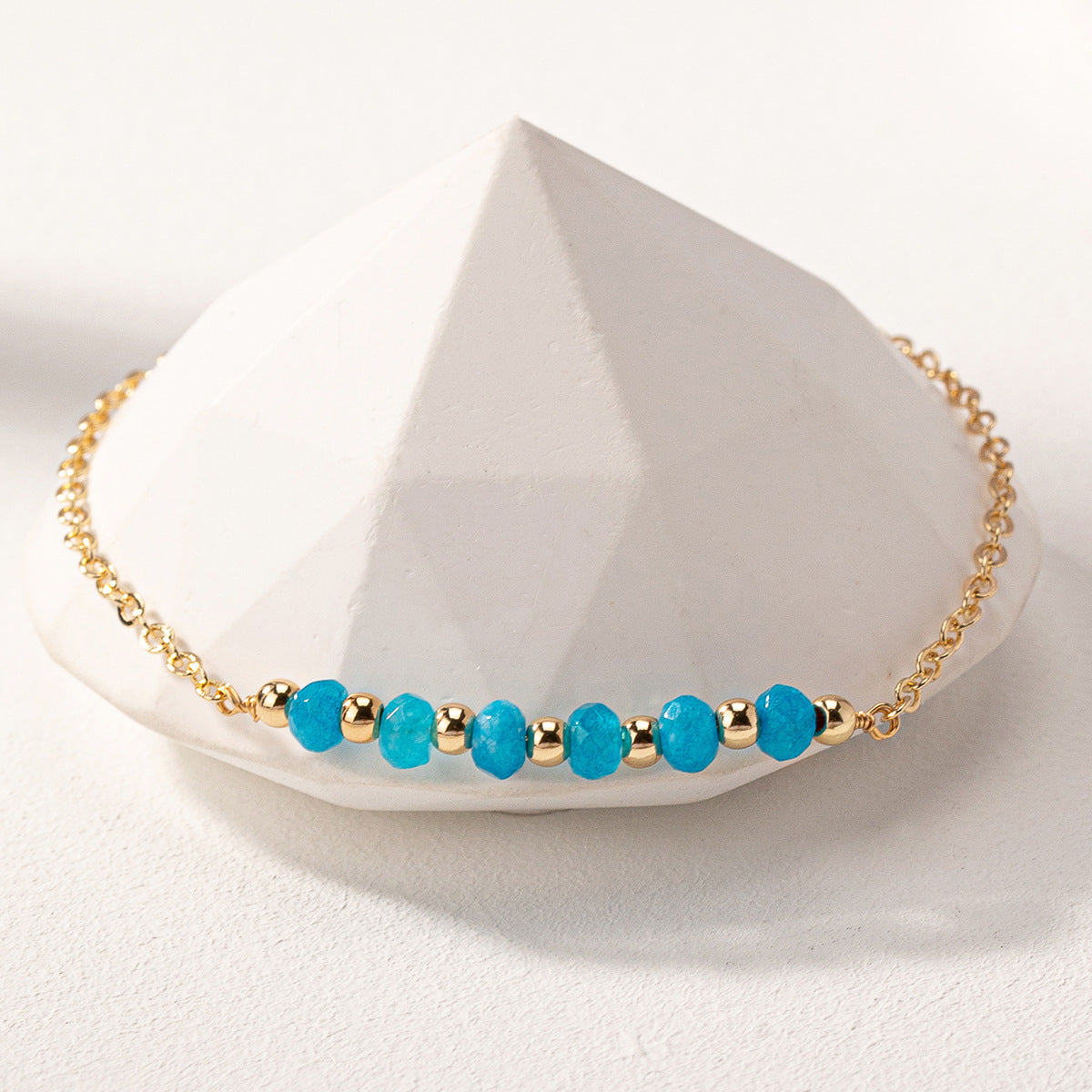 Multiple gem choices. Delicate chain natural stone bead bracelets