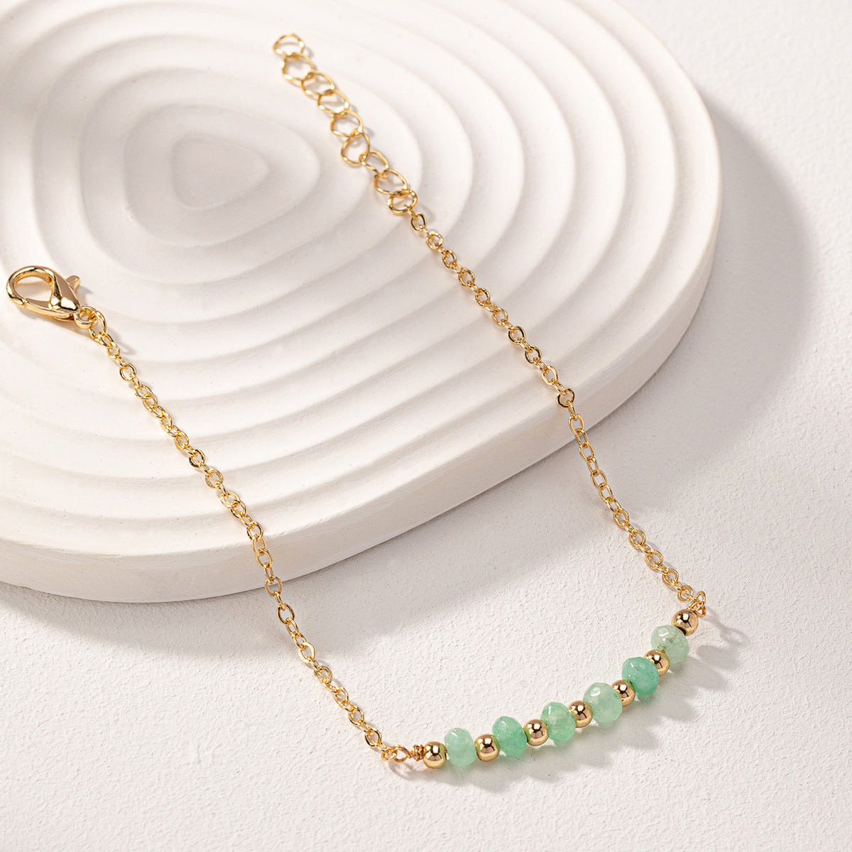 Multiple gem choices. Delicate chain natural stone bead bracelets
