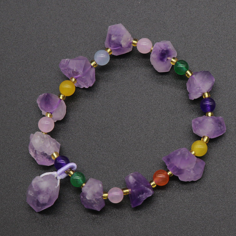 Lavender Amethyst Raw Stone Bracelet Amethyst Cluster Raw Amethyst Teeth European and American Style Bracelet