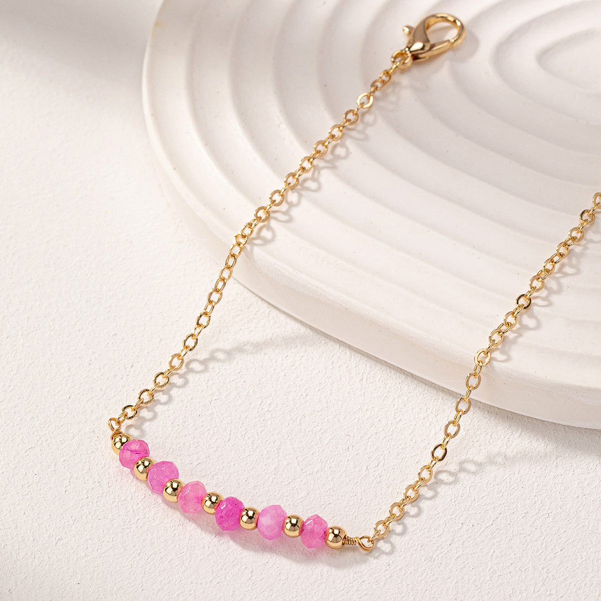 Multiple gem choices. Delicate chain natural stone bead bracelets