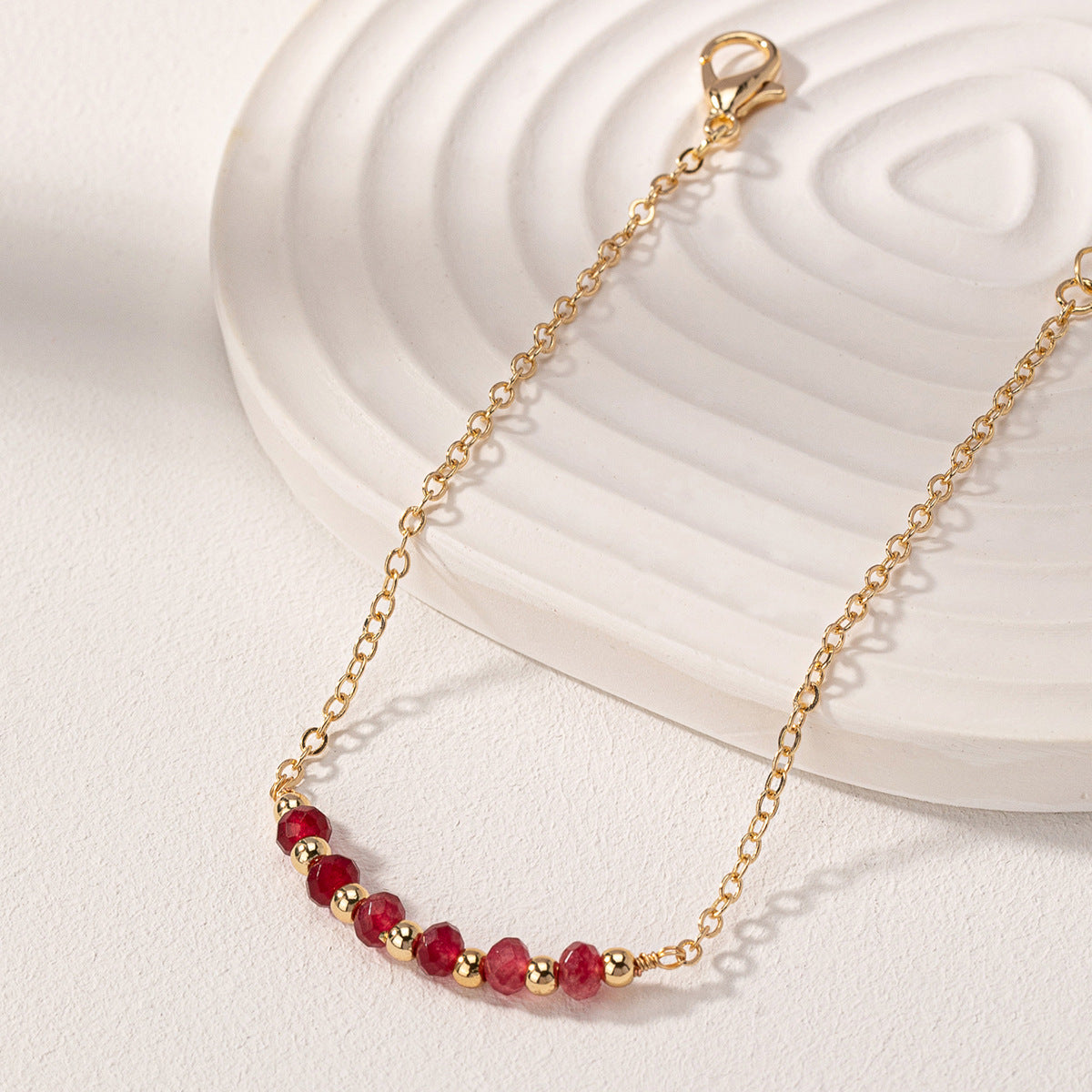 Multiple gem choices. Delicate chain natural stone bead bracelets