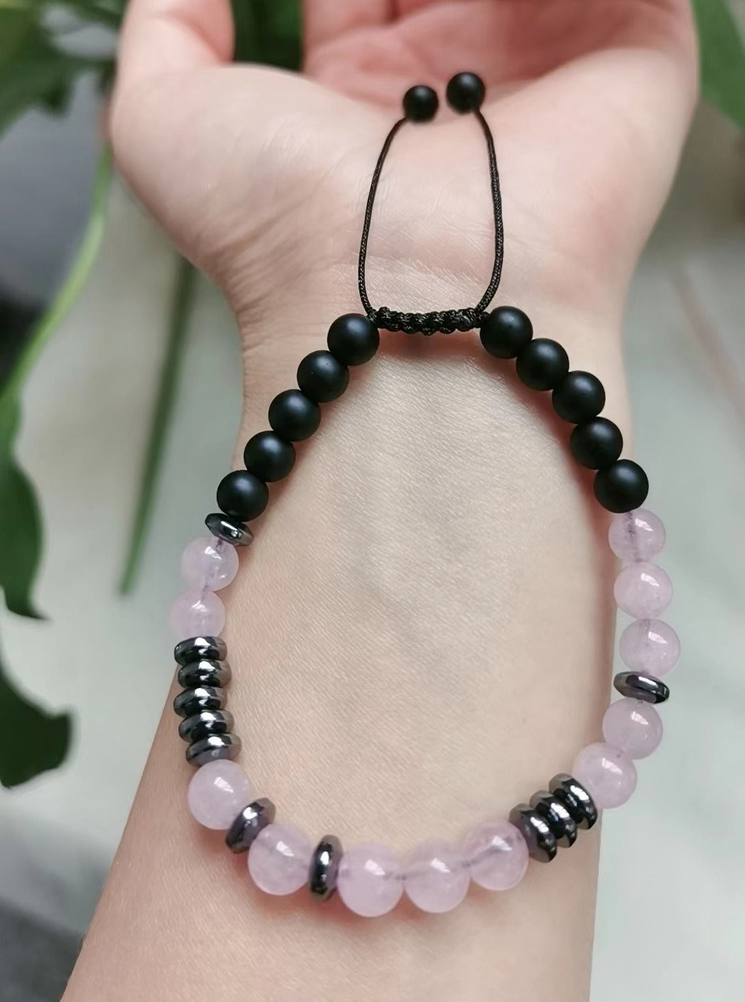 New To My Daughter Password Bracelet 6MM Powder Crystal Frosted Stone Bracelet
