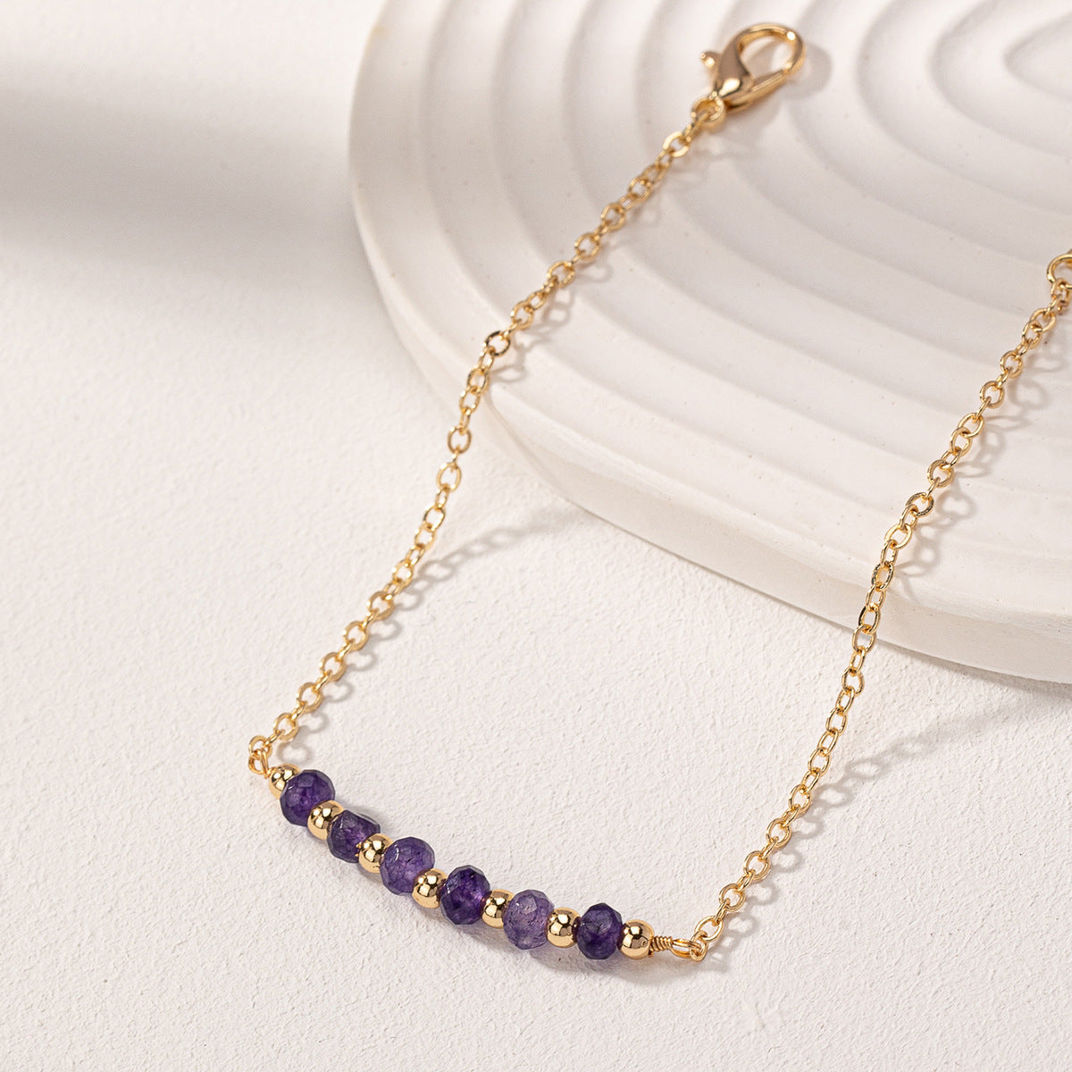Multiple gem choices. Delicate chain natural stone bead bracelets