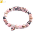 Natural Gem Stone Bangles Line Rhodonite Love Heart Bracelets
