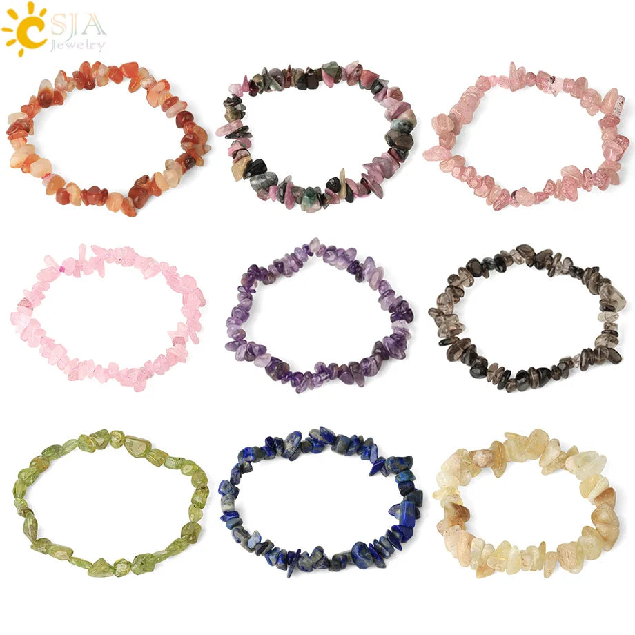 Irregular Chips Natural Stone Bracelet Asymmetry Beads Crystal Quartz